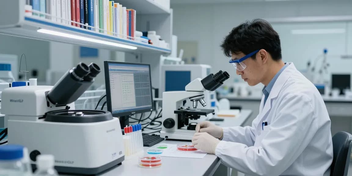 MiraviGLP research scene with scientist analyzing samples in modern lab.