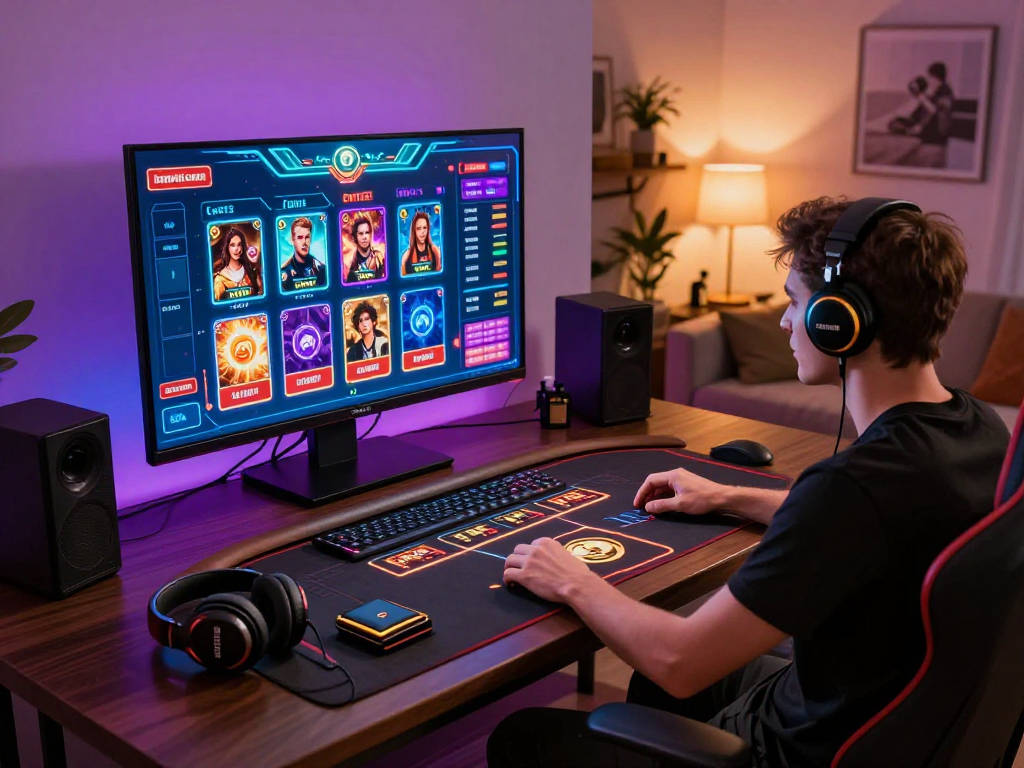Engaging crypto casino experience with a player immersed in live dealer gaming and vibrant LED lights.