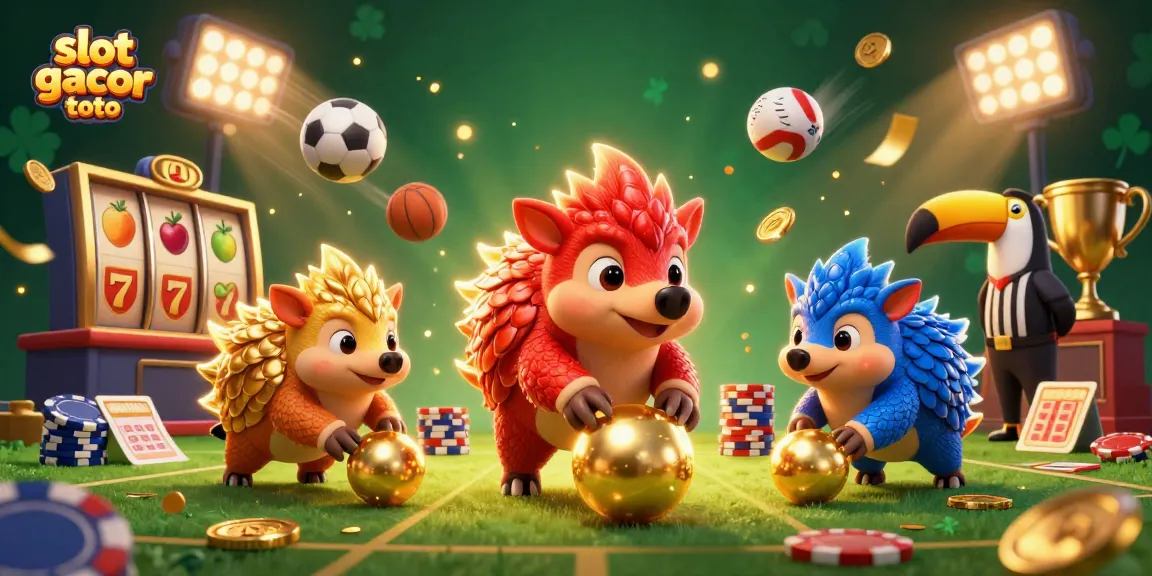 Engage with slot gacor toto in this vivid casino scene featuring dynamic pangolins bowling through poker chips.
