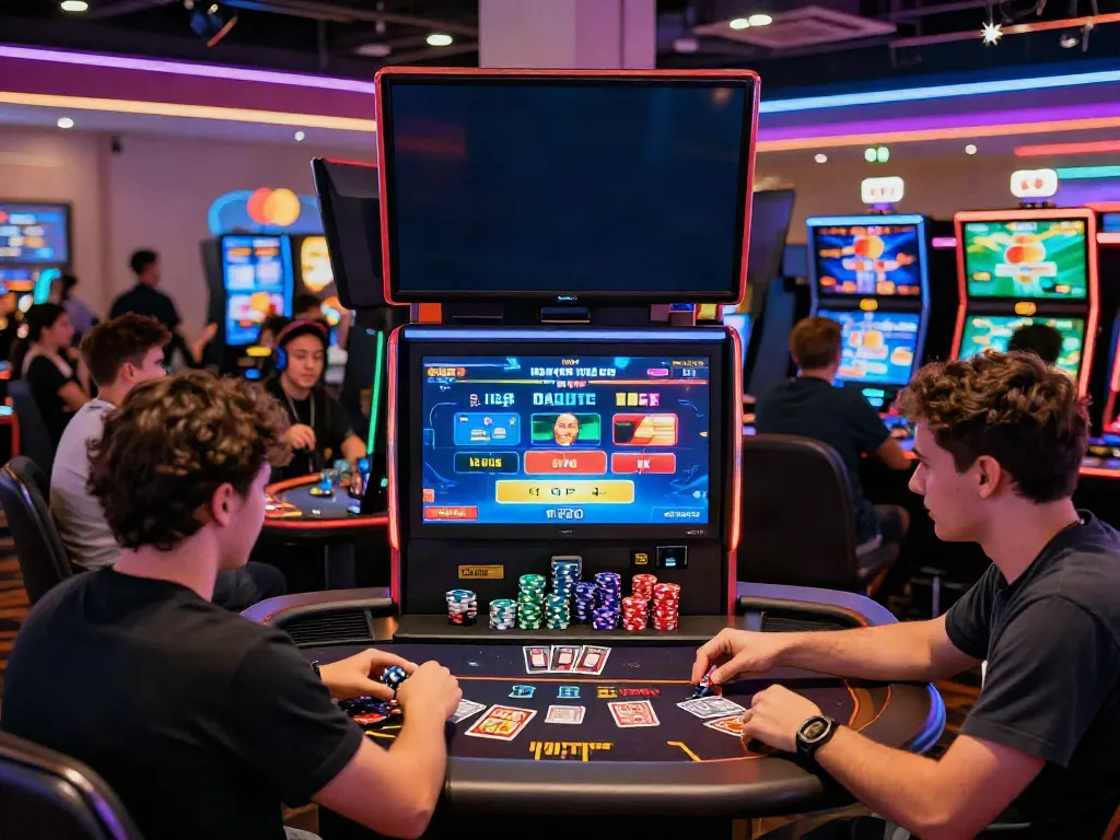Players enjoying games at a vibrant online casino highlighting Mastercard casinos for secure deposits.