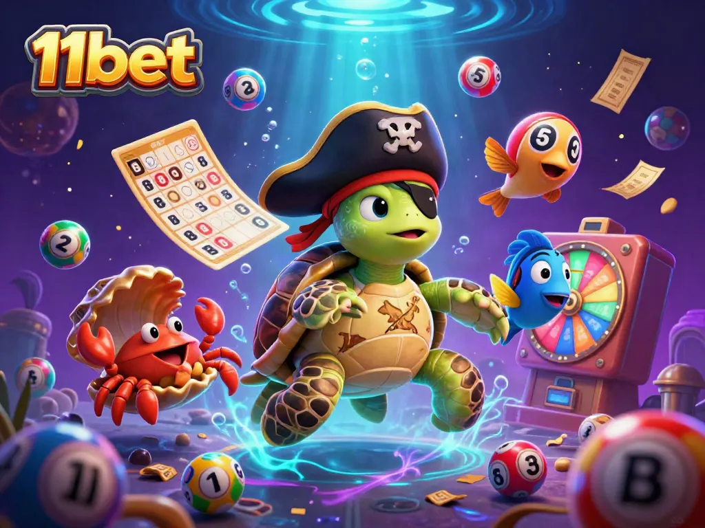 Engage in thrilling opportunities at 11bet with lively visual elements showcasing pirate-themed characters and vibrant casino symbols.