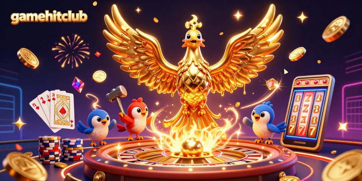 Experience the thrill of gamehitclub with a molten gold phoenix and dazzling casino elements.