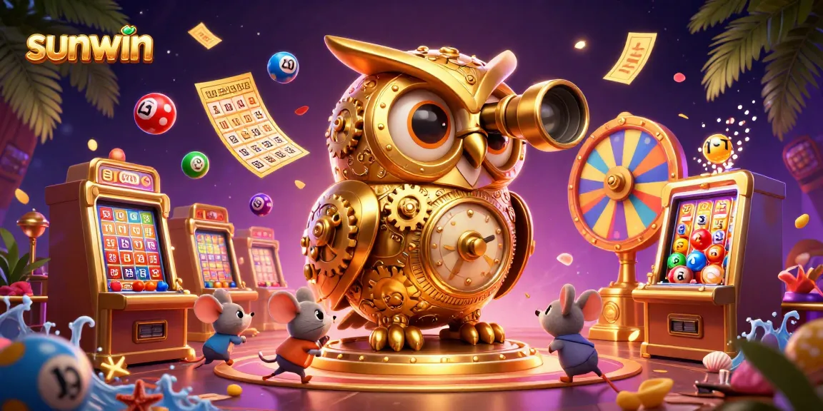 Experience thrilling gameplay at Sunwin with vibrant casino elements, colorful lottery balls, and golden prizes.