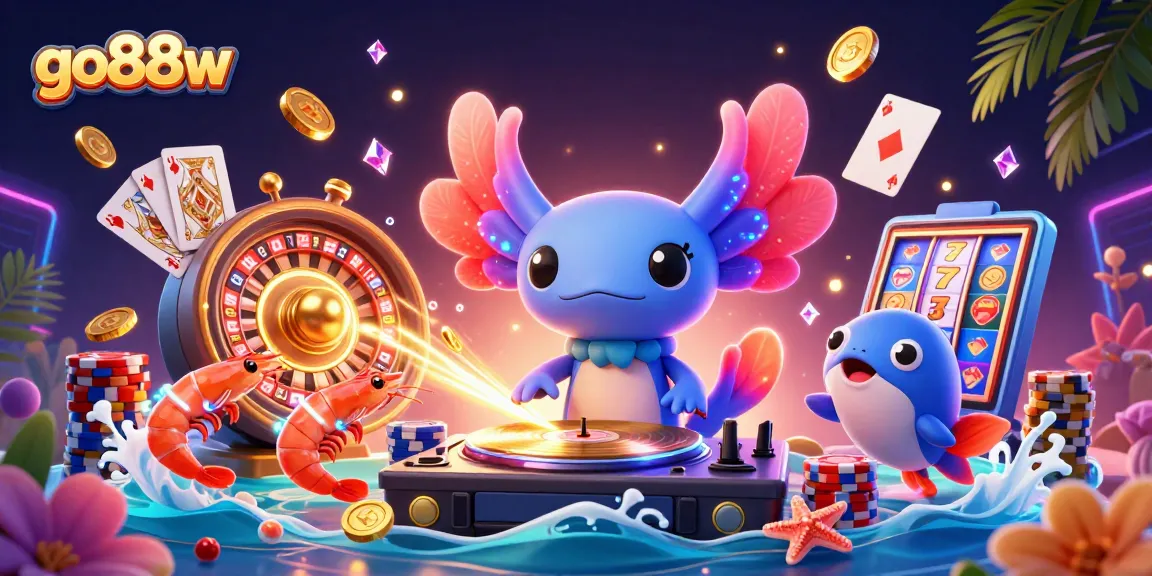 Experience dazzling wins with go88w in this vibrant underwater casino scene featuring lively characters and dynamic game elements.