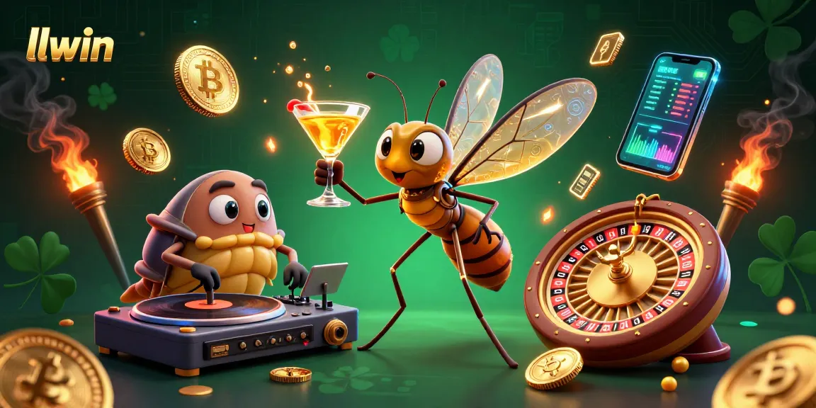 Engage with llwin's vibrant casino energy featuring a mosquito mascot and trilobite DJ.